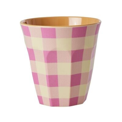 RicebyRice Pink Check Melamine Cup