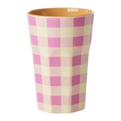 RicebyRice Pink Check Melamine Latte Cup