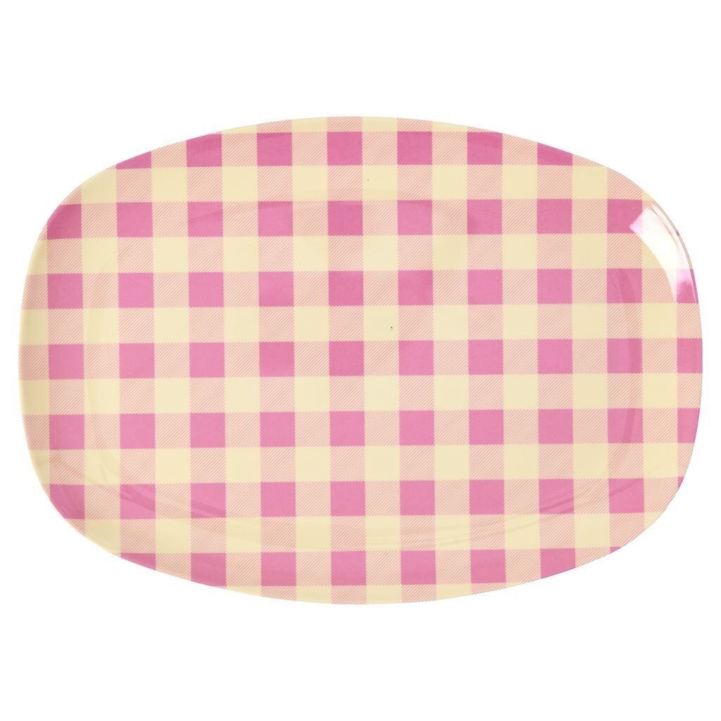 RicebyRice Pink Check Melamine Plate