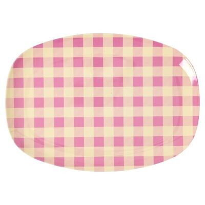 RicebyRice Pink Check Melamine Plate