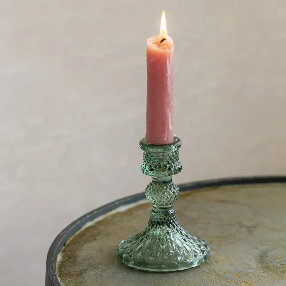 Grand Illusions Green Harlequin Candlestick