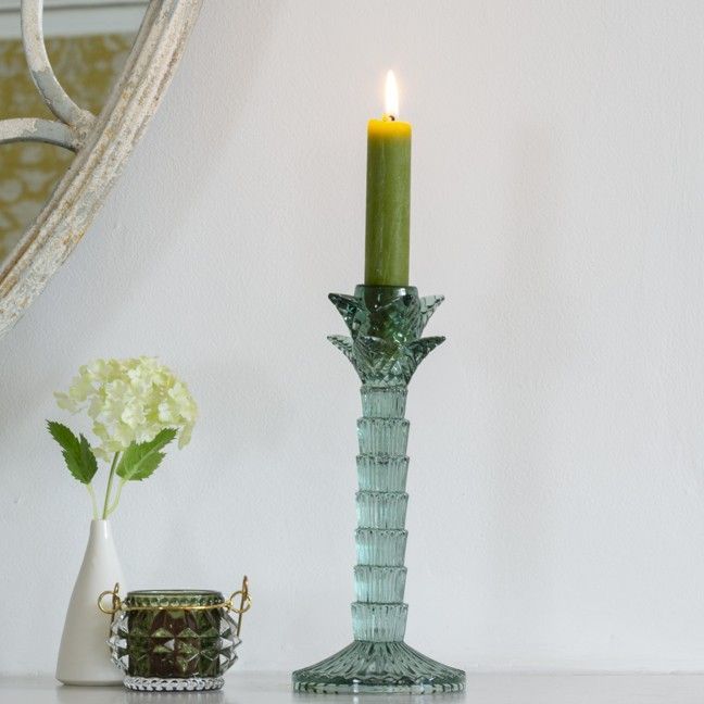 Grand Illusions Green Glass Montebello Candleholder