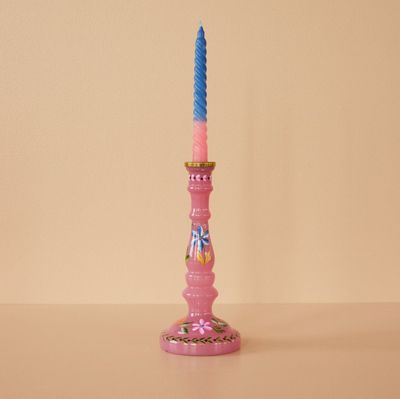RicebyRice Tall Pink Glass Candleholder