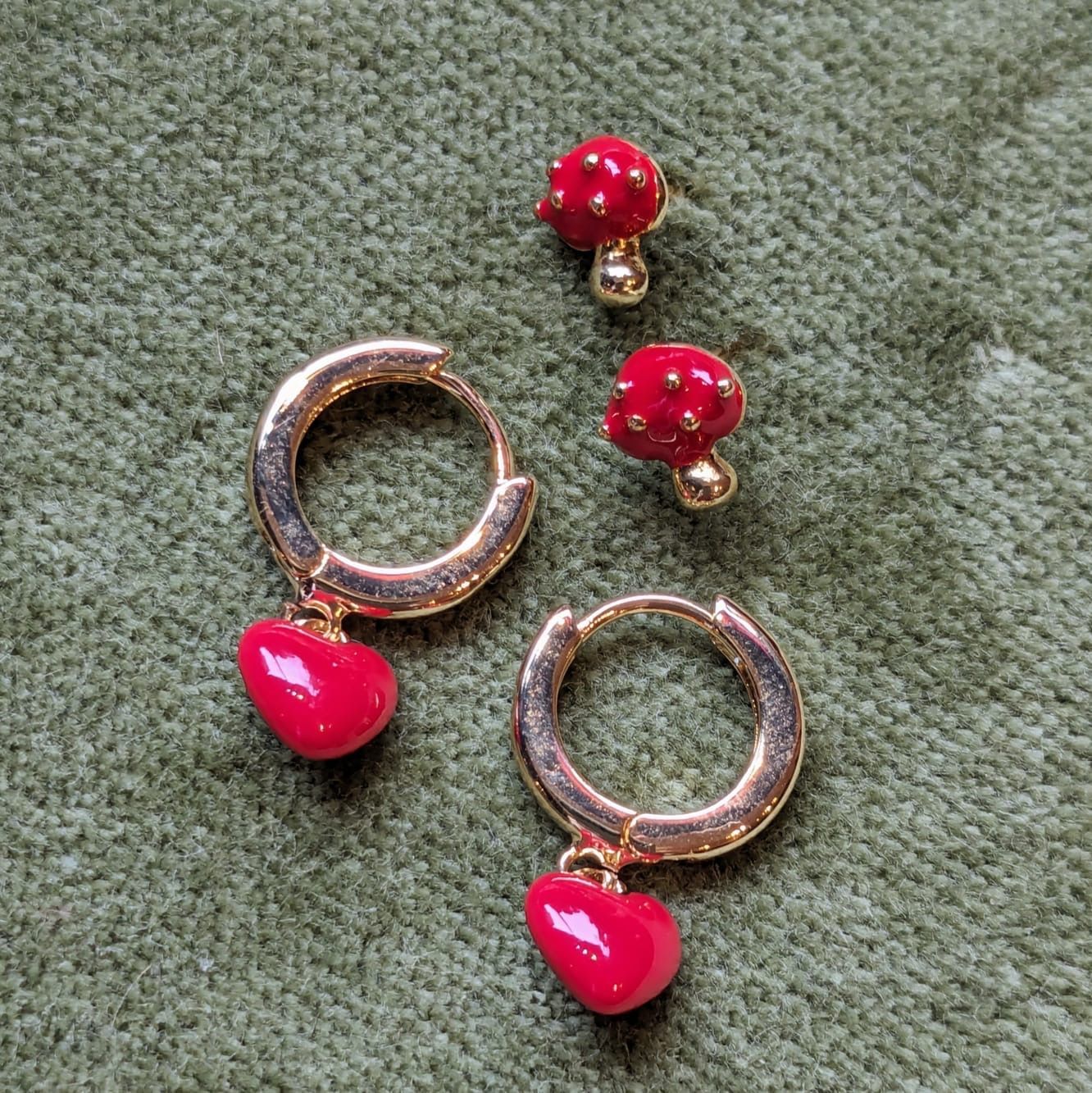 Lisa Angel Red Enamel Earrings