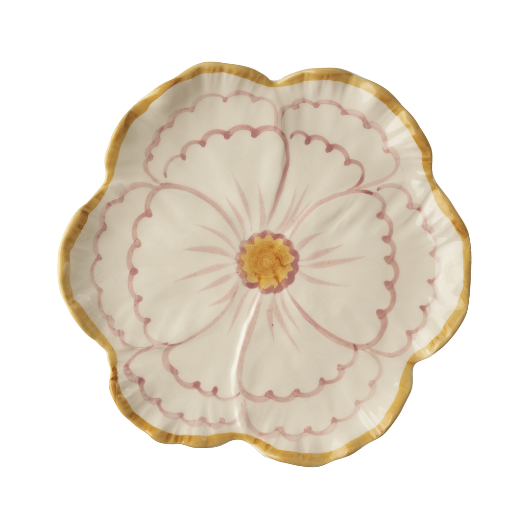 Rice.dk Hand Painted Yellow Flower Plate