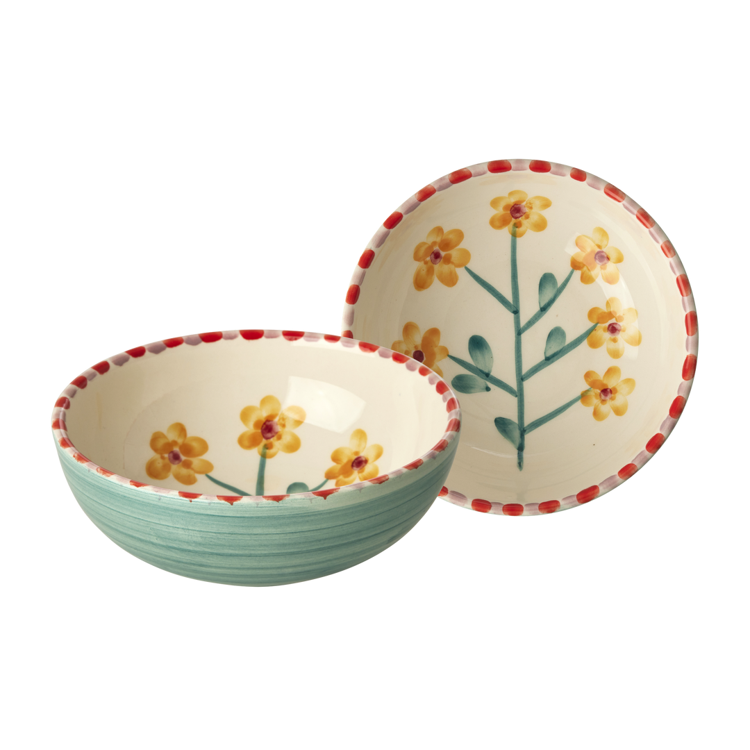 Rice.dk Hand Painted Yellow Flower Bowl