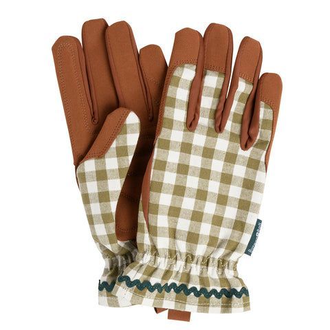 Burgon & Ball Olive Check Gardening Gloves