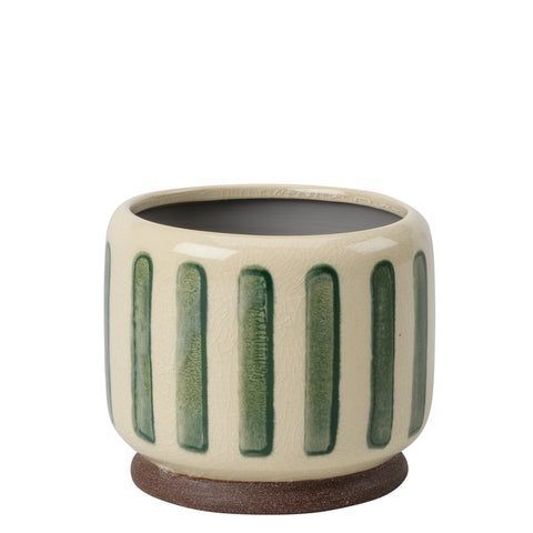 Burgon & Ball Green Stripe Glazed Pot