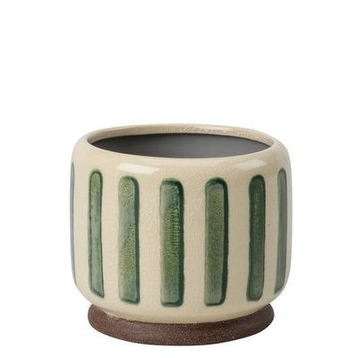Burgon & Ball Green Stripe Glazed Pot