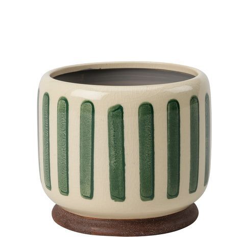 Burgon & Ball Green Stripe Glazed Pot