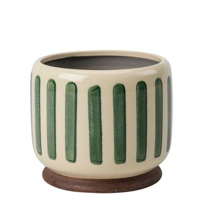 Burgon & Ball Green Stripe Glazed Pot