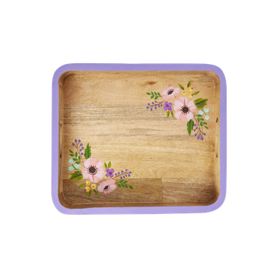 Rice.dk Square Purple Wooden Flowers Tray Rice.dk Square Purple Wooden Flowers Tray