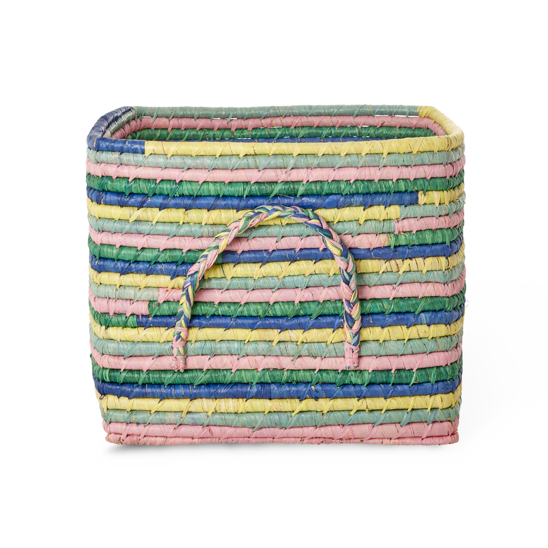 Rice.dk Square Raffia Basket W/Stripes