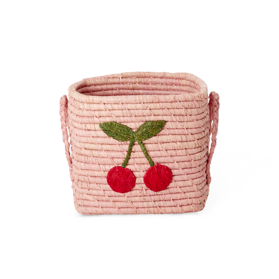 Rice.dk Small Square Cherry Raffia Basket