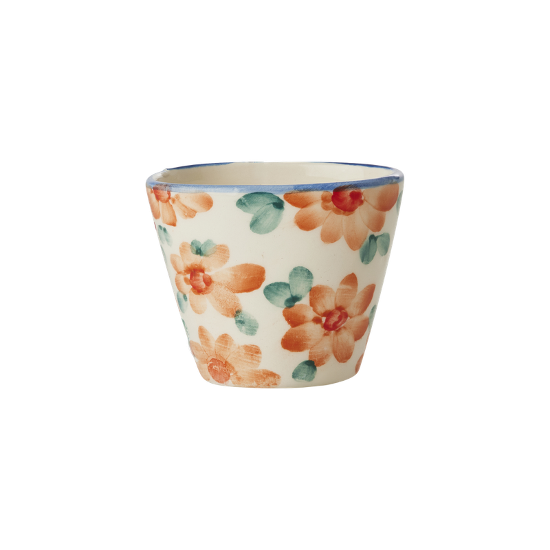 Rice.dk Hand Painted Espresso Cup with orange Flowers