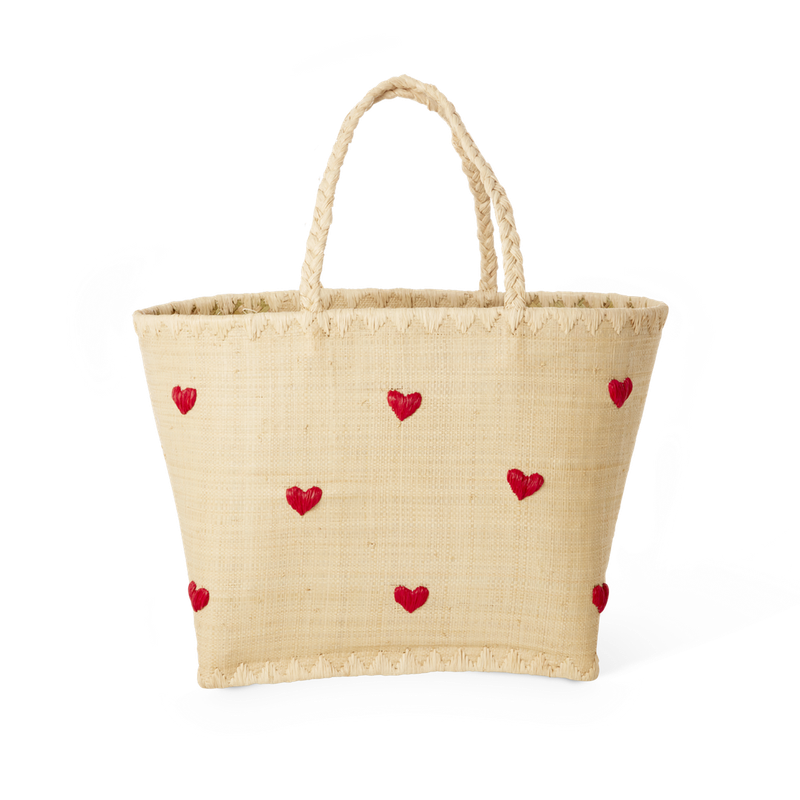 Rice.dk Raffia Bag with Hearts