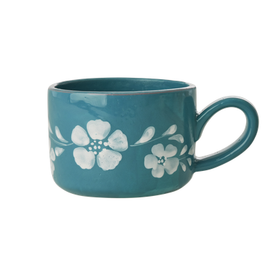 Rice.dk Hand Painted cup with White Flower Vine