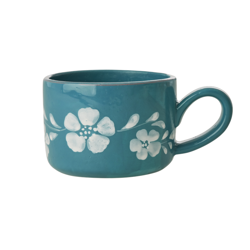 Rice.dk Hand Painted cup with White Flower Vine