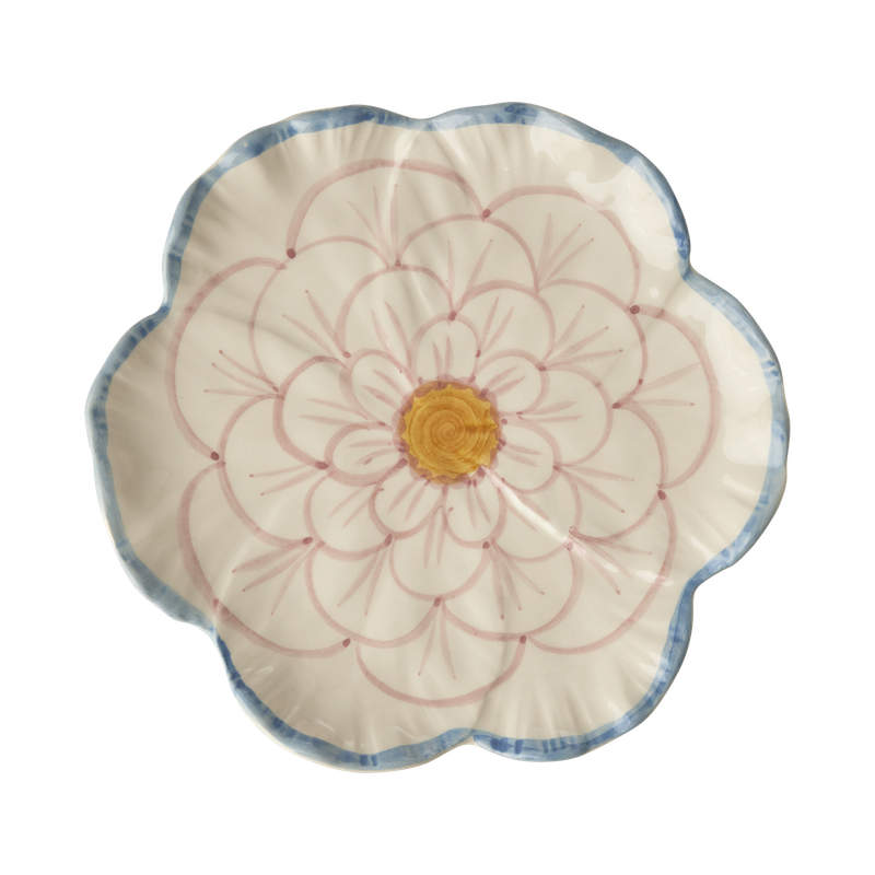 Rice.dk Hand Painted Blue Flower Plate