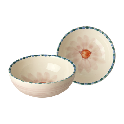 Rice.dk Hand Painted Pink Flower Bowl