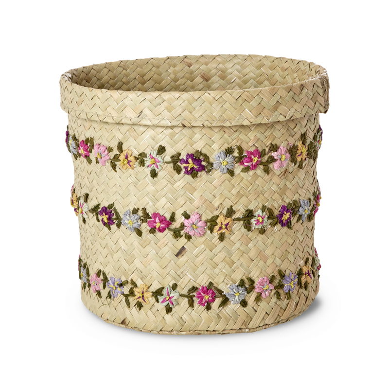 Rice.dk Raffia Basket W/Flower Vines