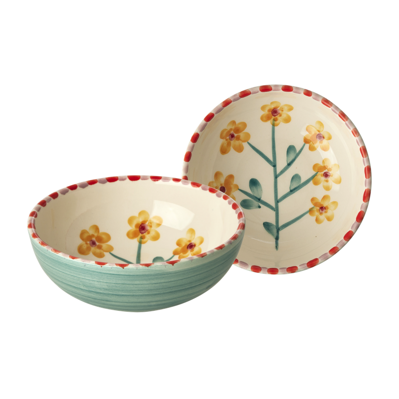 Rice.dk Hand Painted Yellow Flower Bowl
