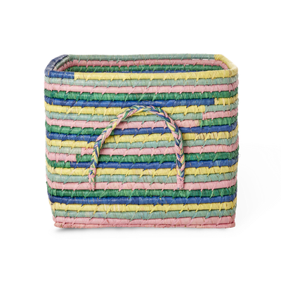Rice.dk Square Raffia Basket W/Stripes Rice.dk Square Raffia Basket W/Stripes
