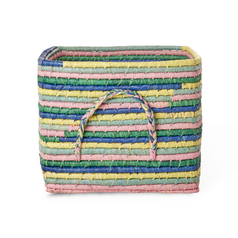 Rice.dk Square Raffia Basket W/Stripes