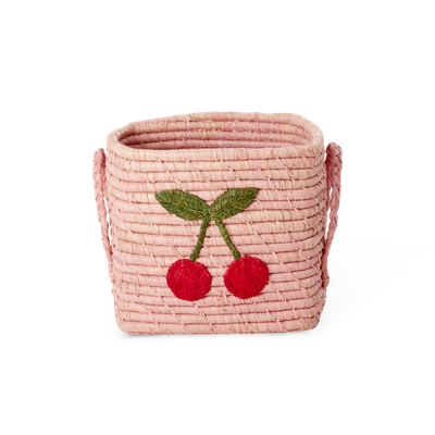 Rice.dk Small Square Cherry Raffia Basket