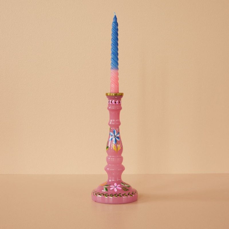 Rice.dk Tall Pink Glass Candleholder