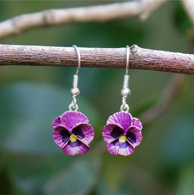 Alexander Thurlow Pink Pansy Hook Earrings