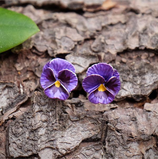Alexander Thurlow Purple Pansy Stud Earrings