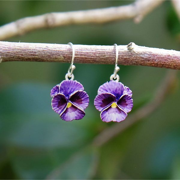 Alexander Thurlow Purple Pansy Hook Earrings