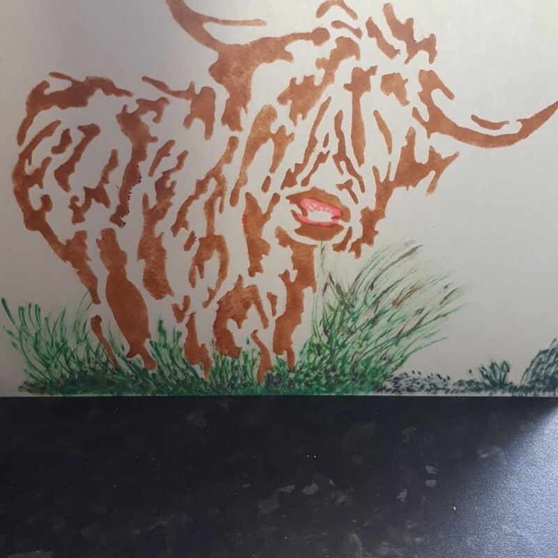 Highland cow ink artwork choice of frame