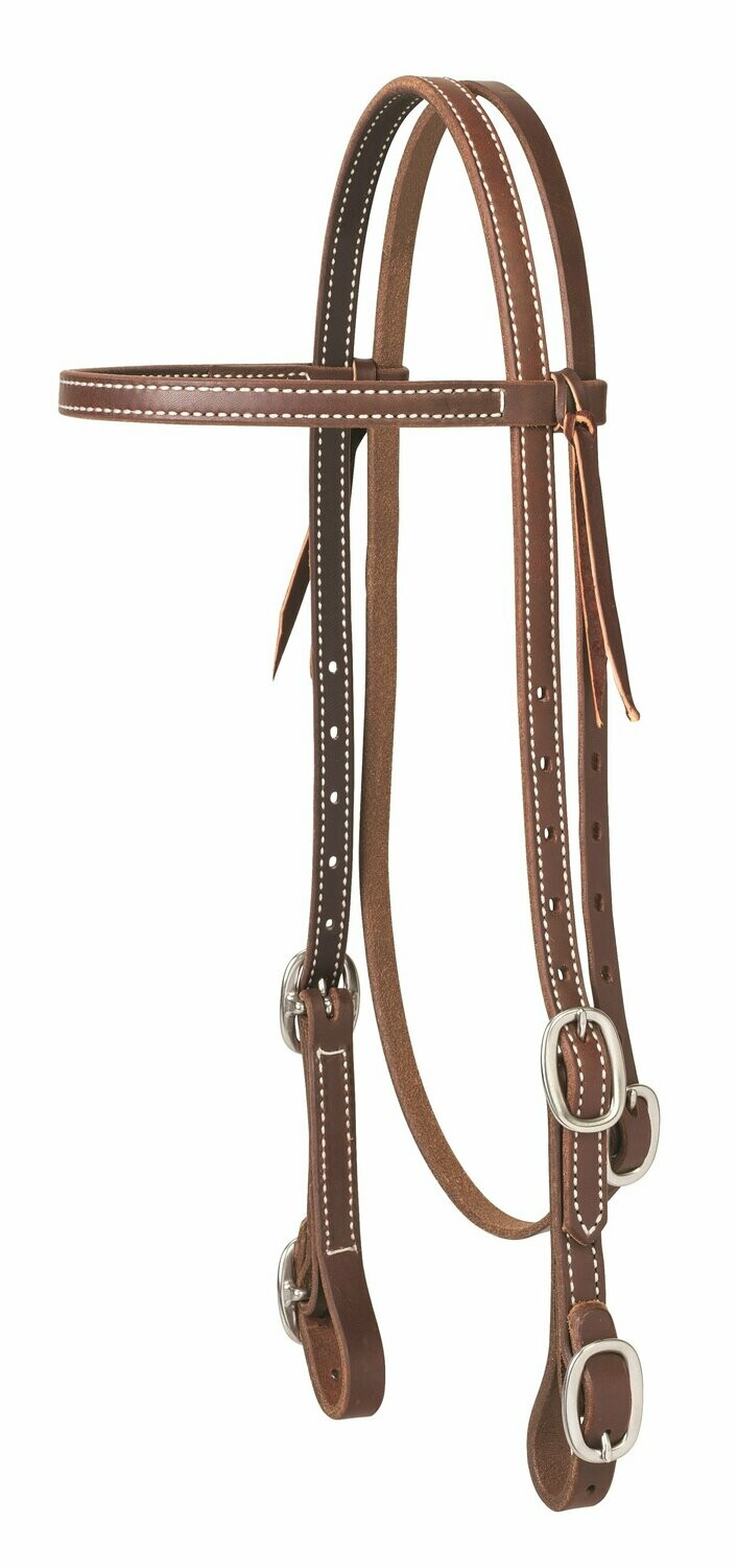 Weaver 5/8" Double and Stitched Browband Headstall with Buckle Ends