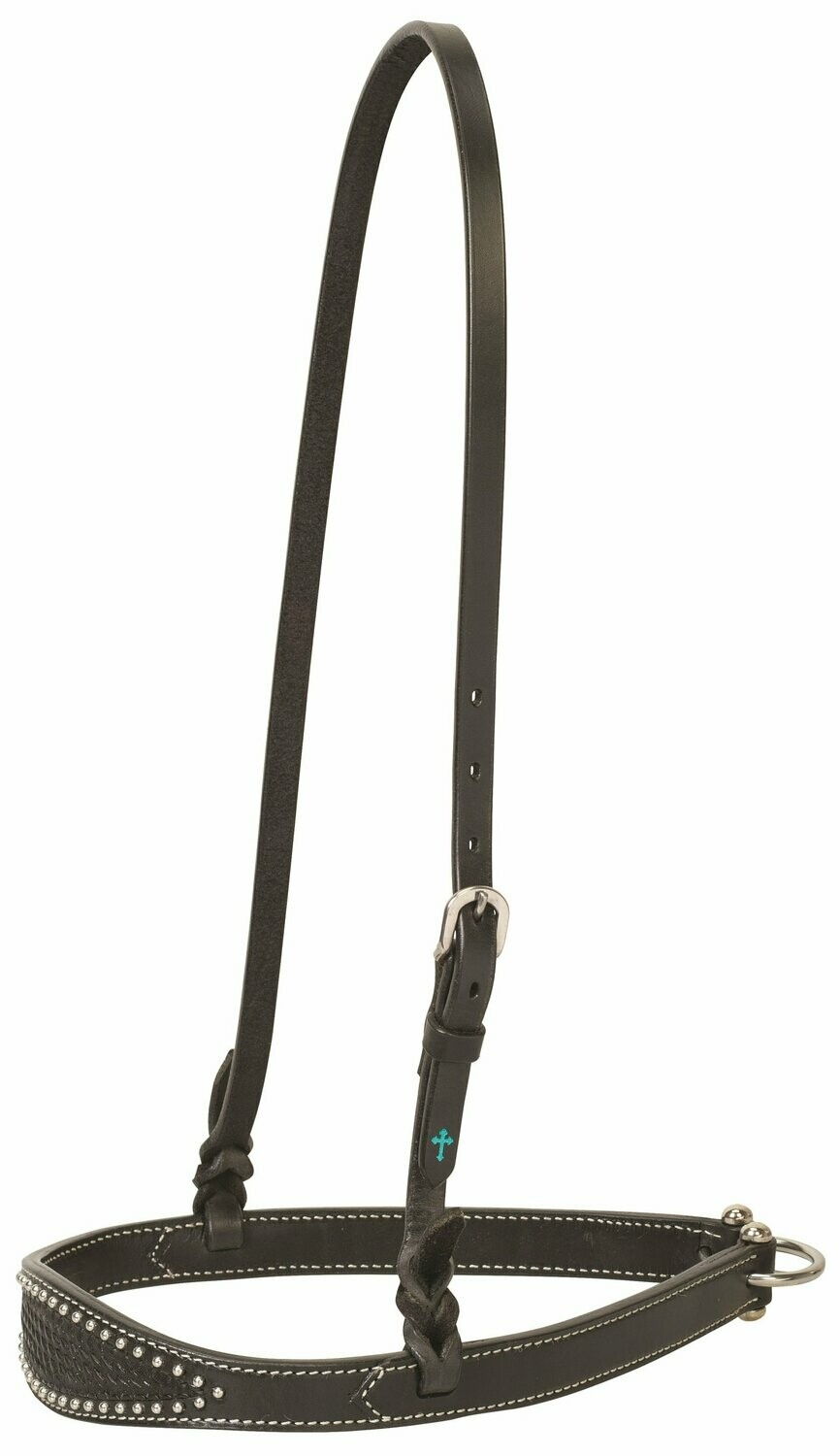 Turquoise Cross Black with Crystals Noseband