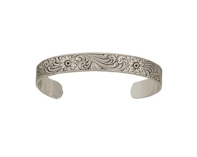 Fully Engraved Silver Cuff Bracelet