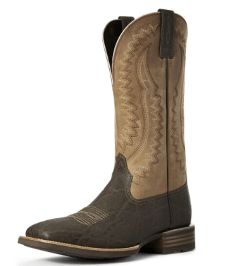 Ariat Men's Hot Iron Western Boot - Chocolate Elephant Print/Toasted Almond