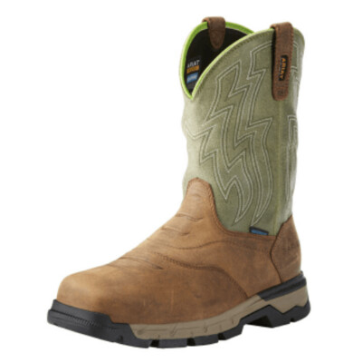 Ariat Men's Rebar Flex Western Waterproof Work Boots - Rye Brown/Olive Green