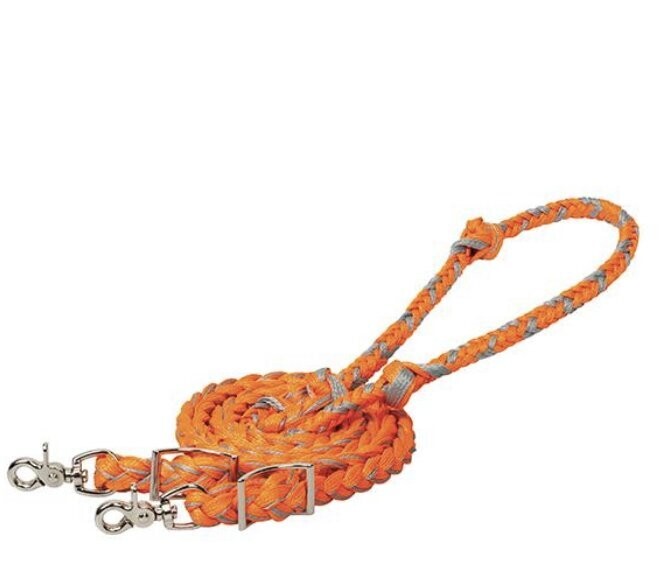 Weaver Orange/Gray Braided Barrel Reins