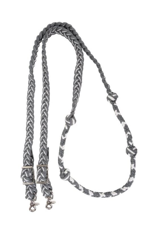 Martin Braided Nylon Barrel Reins - Grey & White