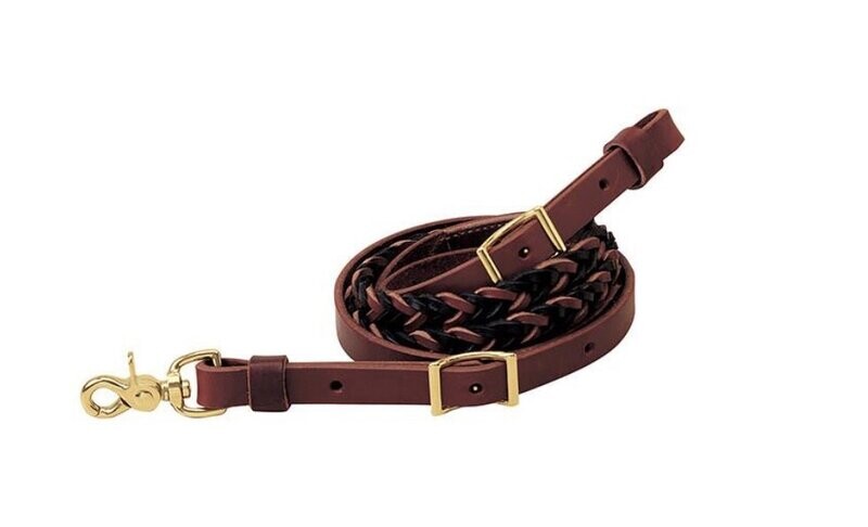 Weaver Two-Tone Latigo Leather Braided 5-Plait Roper Rein 3/4" x 8'