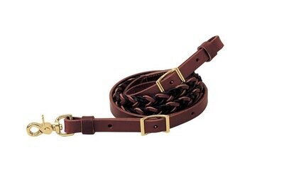 Thick Wide Leather Braided Roper Reins, lace, conway buckle, snap *vgc
