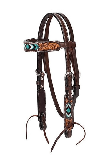 Turquoise Cross Turquoise Beaded 5/8" Pony Browband