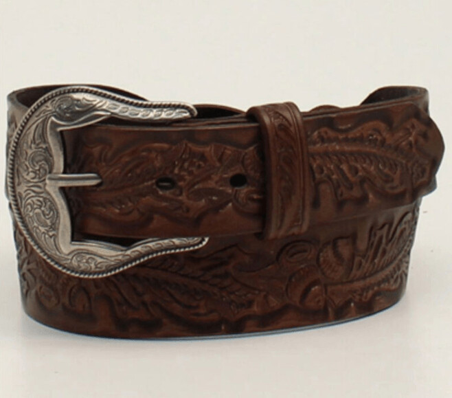 Angel Ranch Women's Brown Stamped Braided Leather Belt