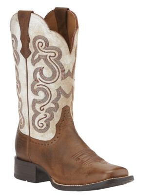 Ariat Womens Quickdraw Cowgirl Boots - Sandstorm/Distressed White