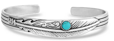 Montana Silversmiths Solo Flight Turquoise Feather Cuff Bracelet