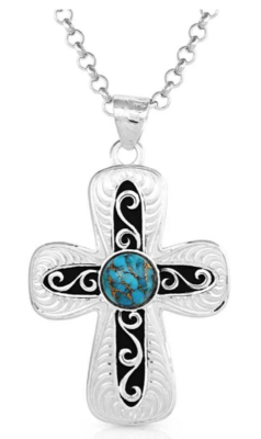 Montana Silversmiths Grounded in Faith Turquoise Cross Necklace