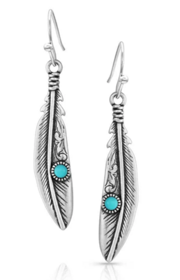 Montana Silversmiths Solo Flight Turquoise Feather Earrings