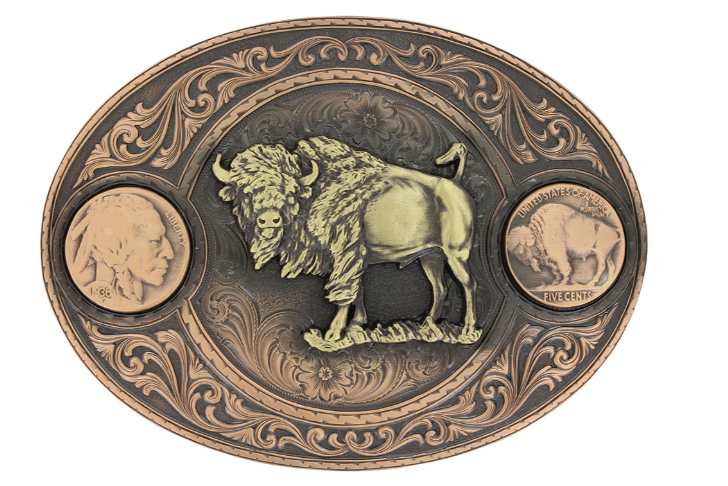 Montana Silversmiths Miner's Buffalo Indian Head Nickel Belt Buckle with Buffalo